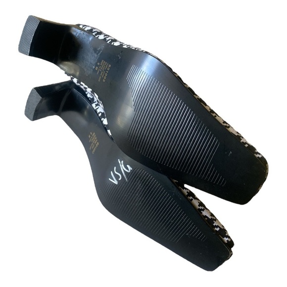 BLACK/WHITE HOUNDSTOOTH Square Toe Boots 6M Low Heel Side Zip Preppy Retro NWOT - Picture 3 of 13